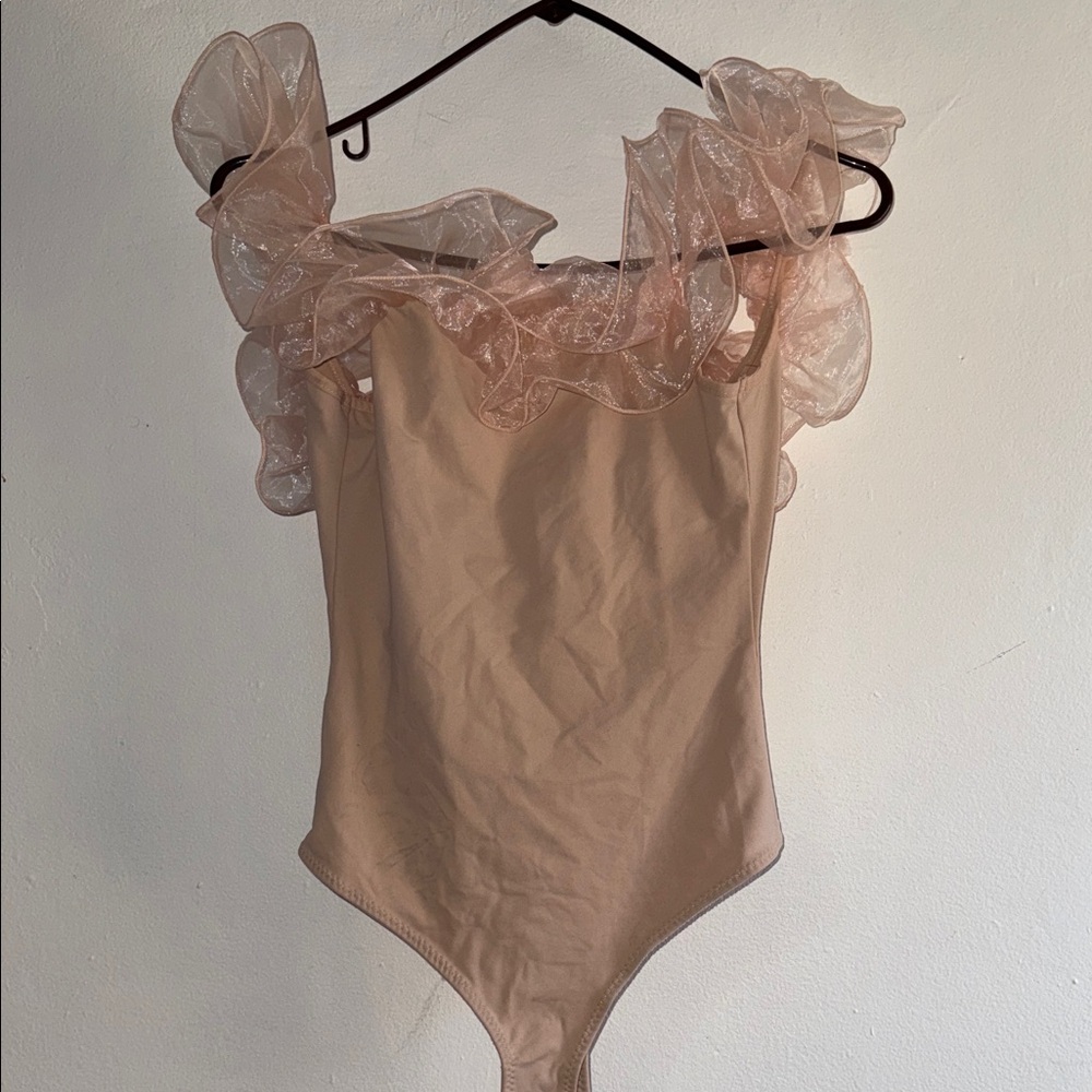 Elegant Pink Ruffle Bodysuit